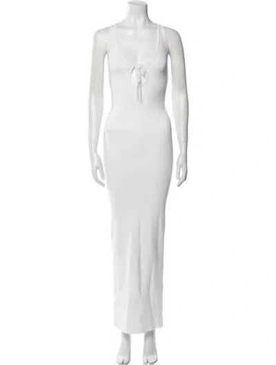 Pre-owned Helsa V-neck Long Dress In White