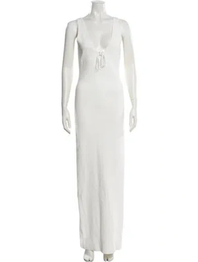 Pre-owned Helsa V-neck Long Dress In White