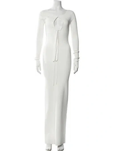 Pre-owned Helsa V-neck Long Dress In White