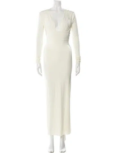 Pre-owned Helsa V-neck Long Dress In Yellow