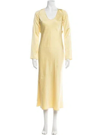 Pre-owned Helsa V-neck Long Dress In Yellow