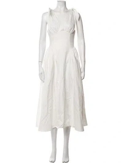 Pre-owned Helsa V-neck Midi Length Dress In Neutrals