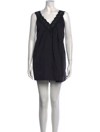 Pre-owned Helsa V-neck Mini Dress In Black