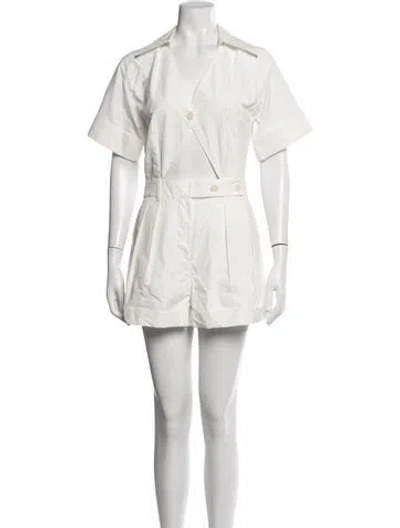 Pre-owned Helsa V-neck Romper In White