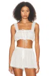 Helsa Voile Camisette Top In Ivory