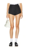 Helsa Washed Linen Micro Short In 黑色