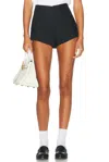 Helsa Washed Linen Micro Short In Black