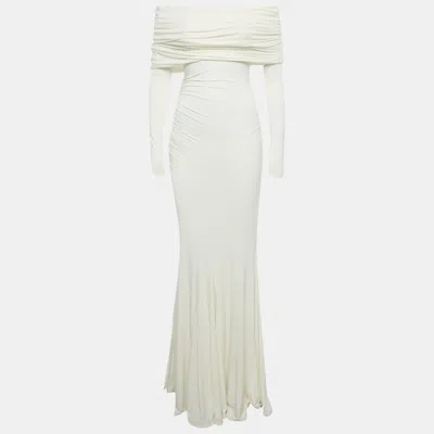 Pre-owned Helsa White Off Shoulder Jersey Lotta Maxi Dress S