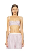 Helsa Wide Stripe Poplin Bra In Mauve Stripe
