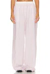 Helsa Wide Stripe Poplin House Pants In Mauve Stripe