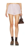 Helsa Wide Stripe Poplin House Short In Mauve Stripe