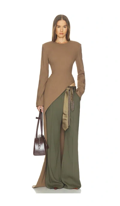 Helsa Wool Blend Asymmetrical Tunic In Toffee