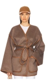 Helsa Wool Blend Blanket Coat In Coffee Melange