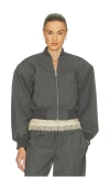 Helsa Wool Blend Bomber Jacket In Gray