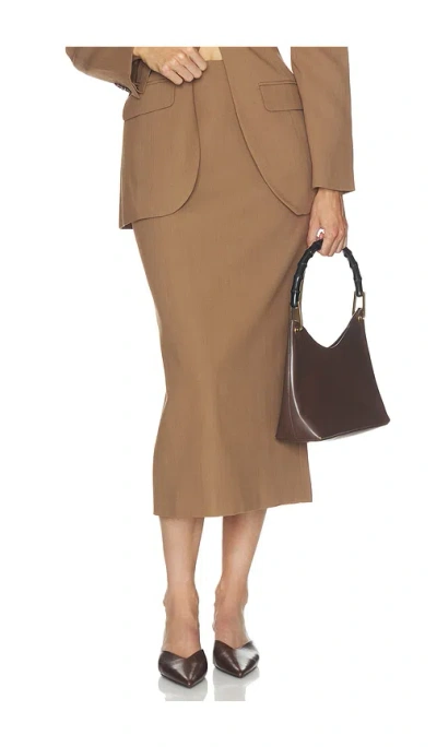 Helsa Wool Blend Pencil Skirt In Brown