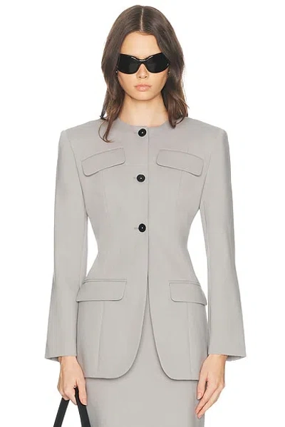 Helsa Wool Blend Suiting Jacket With Bows In Gray