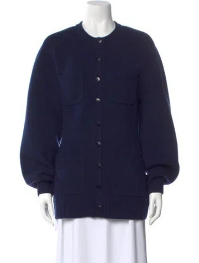 Pre-owned Helsa Wool Crew Neck Sweater In Blue