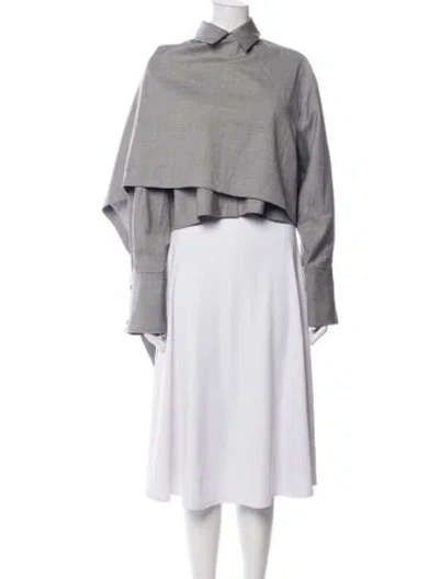 Pre-owned Helsa Wool Long Sleeve Top In Grey