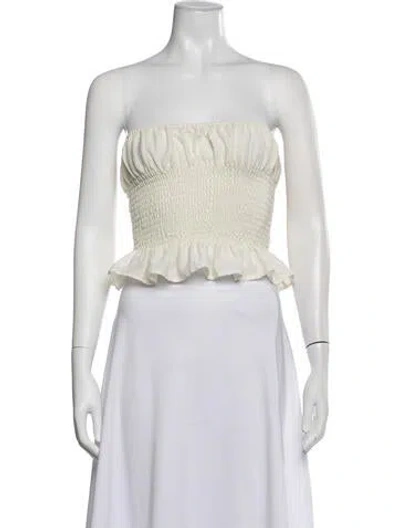 Pre-owned Helsa Wool Strapless Crop Top In White