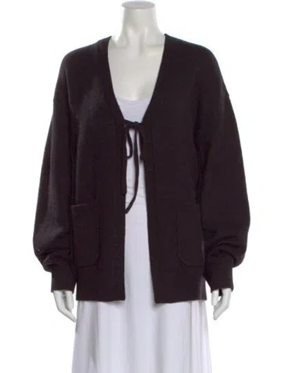 Pre-owned Helsa Wool V-neck Sweater In Black