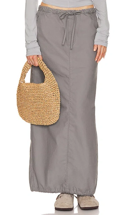 Helsa Workwear Drawcord Maxi Skirt In Dark Grey