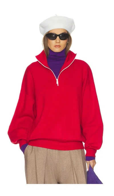 Helsa Zionn Classic Knit Half Zip In Red