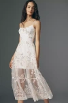 Helsi Adela Embroidered Mesh A-line Midi Dress In White