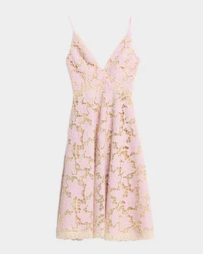 Helsi Amelia Plunging Floral Lace Midi Dress In Lilac/ivory