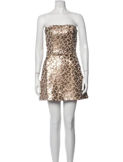 Pre-owned Helsi Animal Print Mini Dress In Brown