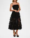 Helsi Audrey Embroidered Floral Applique Midi Dress In Black