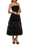 Helsi Audrey Embroidered Floral Applique Midi Dress In Black
