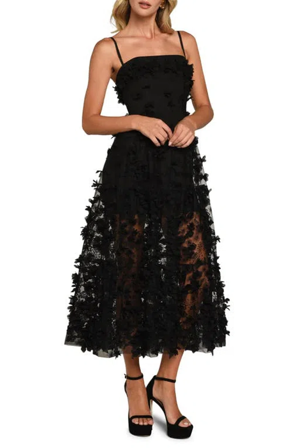 helsi audrey embroidered floral applique midi dress Helsi Audrey Embroidered Floral Applique Midi Dress In Black