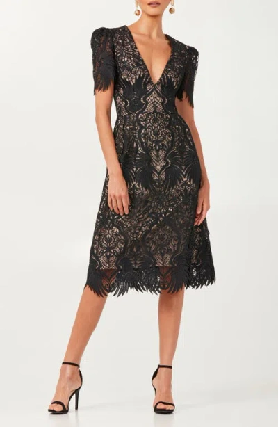 Helsi Ava Lace Overlay Cocktail Dress In Black