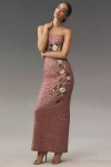 Helsi Aviva Stretch Velvet Sequin Strapless Maxi Gown In Purple