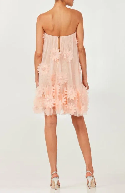 Helsi Bianca Beaded Floral Appliqué Strapless Cocktail Minidress In Blush