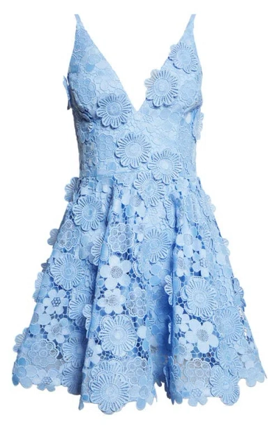 Helsi Blake Floral Appliqué Lace Cocktail Minidress In Blue