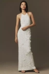 Helsi Brice Halter Sequin Column Maxi Dress In White