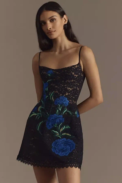 Helsi Brigitte Floral Embroidered Lace Mini Dress In Black