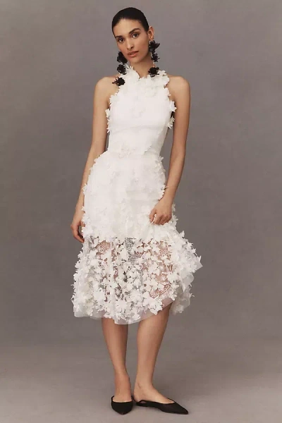 Helsi Camilla Halter 3d Floral Midi Dress In White
