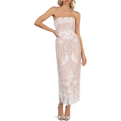 Helsi Catherine Strapless Sequin Column Midi Dress In White