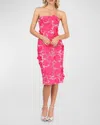 HELSI CECILIA STRAPLESS LACE-UP FLORAL APPLIQUE DRESS