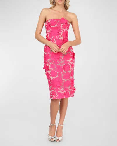 Helsi Cecilia Strapless Lace-up Floral Applique Dress In Garden Pink
