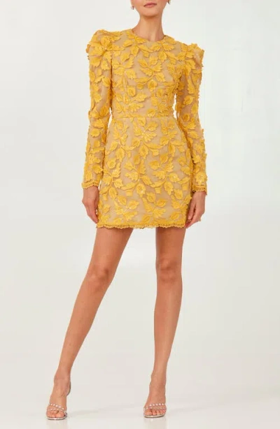 Helsi Christy Appliqué Long Sleeve Minidress In Marigold