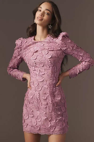 Helsi Christy Long-sleeve Appliqué Mini Dress In Pink