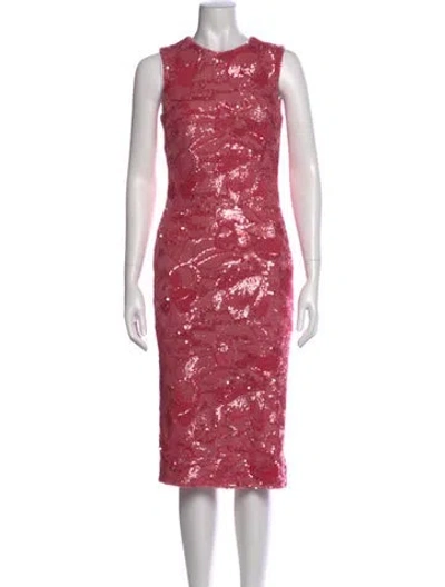 Pre-owned Helsi Crew Neck Midi Length Dress In Pink