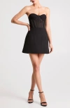 Helsi Cristina Strapless Mesh & Crepe Cocktail Minidress In Black