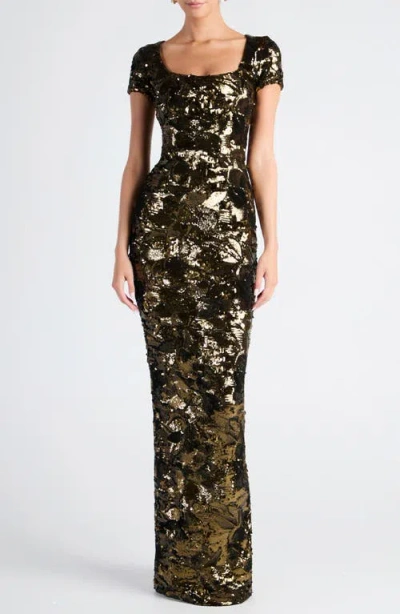Helsi Danny Sequin Column Gown In Black
