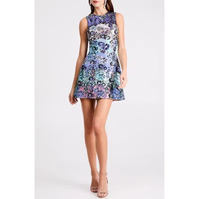 Helsi Daria Floral Sequin Cocktail Minidress In Blue