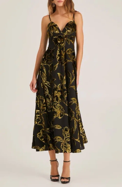 Helsi Edith Metallic Floral Gown In Brown