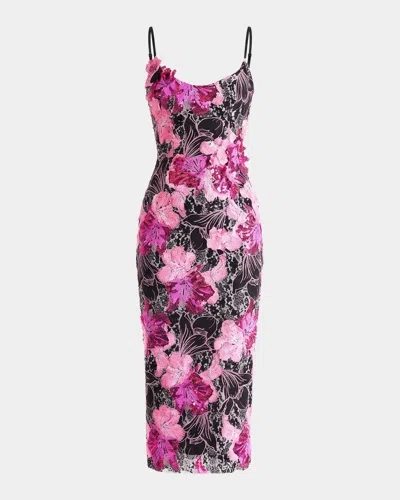 Helsi Emilia Sequin Floral Bodycon Midi Dress In Blackpink